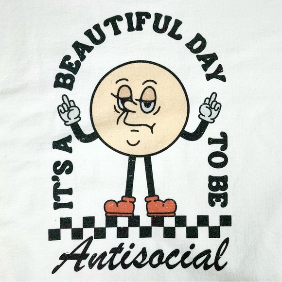 It's a Beautiful Day to be Antisocial Pullover Crewneck Sweatshirt Middle Finger - Picture 3 of 9